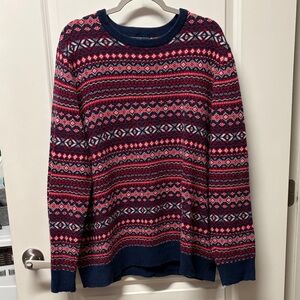 Vineyard Vines Navy and Pink Crewneck Sweater